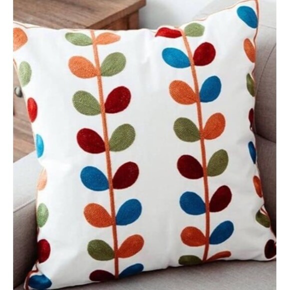 NWT  Embroidered High Quality 100% Organic Cotton Pillow Cushion Covers set of 2 - Picture 9 of 11